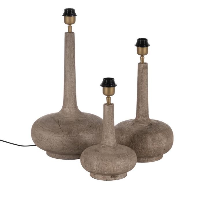 Base Lámpara Mesa Marrón Madera de Mango 20 X 20 X 25 cm