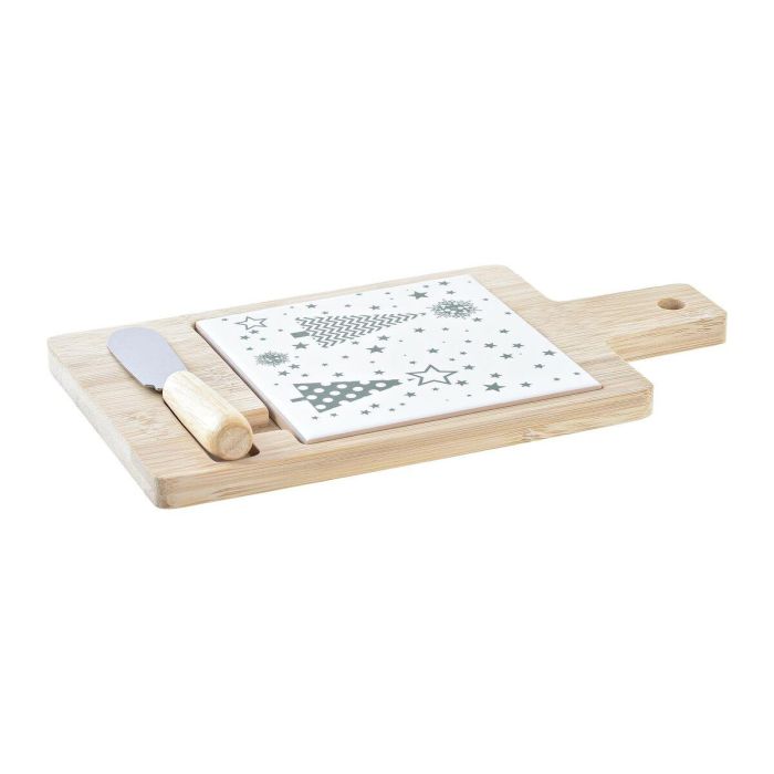 DKD Home Decor Tabla Aperitivo Navidad Tradicional Bambú y Gres Verde Blanco Natural Set 3 uds, Medidas: 11.8x21.5x1.5 cm DKD Home Decor Tabla Aperitivo Navidad Tradicional Bambú y Gres Verde Blanco Natural Set 3 uds, Medidas: 11.8x21.5x1.5 cm