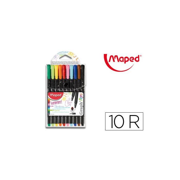 Rotulador Maped Punta De Metal Graph Peps Fine Liner Estuche De 10 Colores Surtidos