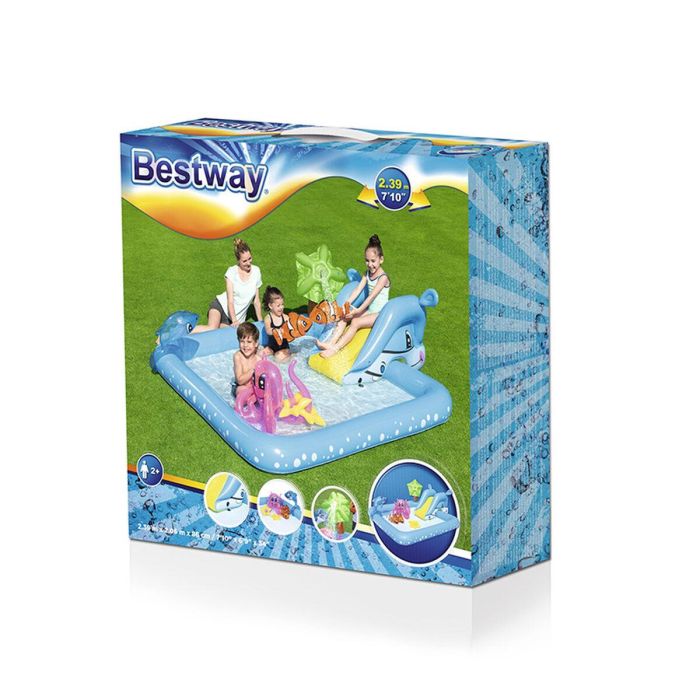 Bestway Piscina Infantil Zona de Juegos Acuático Fantástico 239 x 206 x 86 cm con Fuente y Tobogán 21