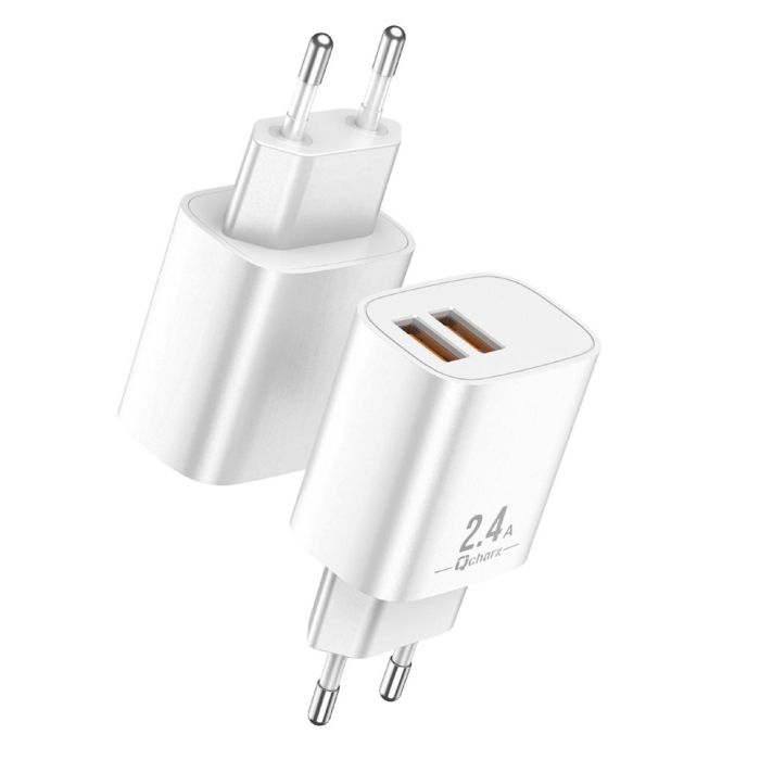 Qcharx Cargador Apolo 2.4A Dual USB 5V con Chip Inteligente y Carcasa Ignífuga Qcharx Cargador Apolo 2.4A Dual USB 5V con Chip Inteligente y Carcasa Ignífuga
