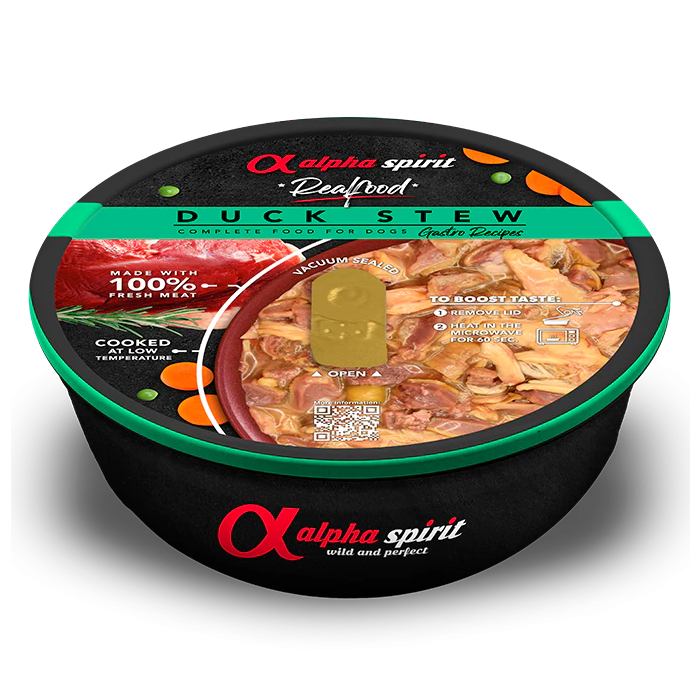 Alpha Spirit Spirt Canine Realfood Estofado Pato 9x280 gr Alpha Spirit Spirt Canine Realfood Estofado Pato 9x280 gr