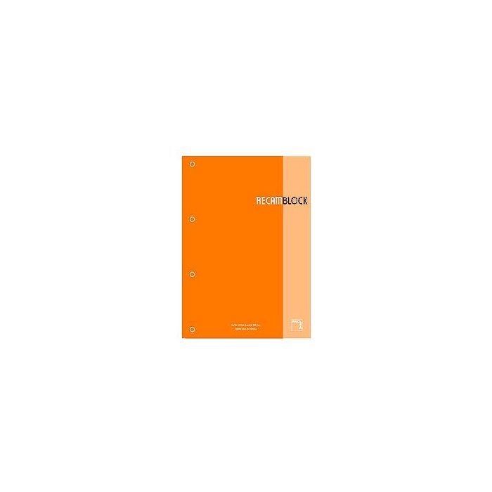 Recambio Pacsa Xblock Encolado A4 80H 90G 4 Taladros Cuadric.5X5 Naranja (1 Color En Rayado Y Banda) 5 unidades