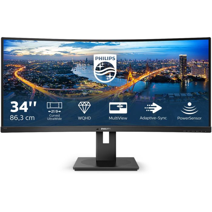 Philips 345B1C Monitor Curvo 34" WQHD (3440x1440) 5ms 21:9 USB-C 2xHDMI DisplayPort VESA Negro 1