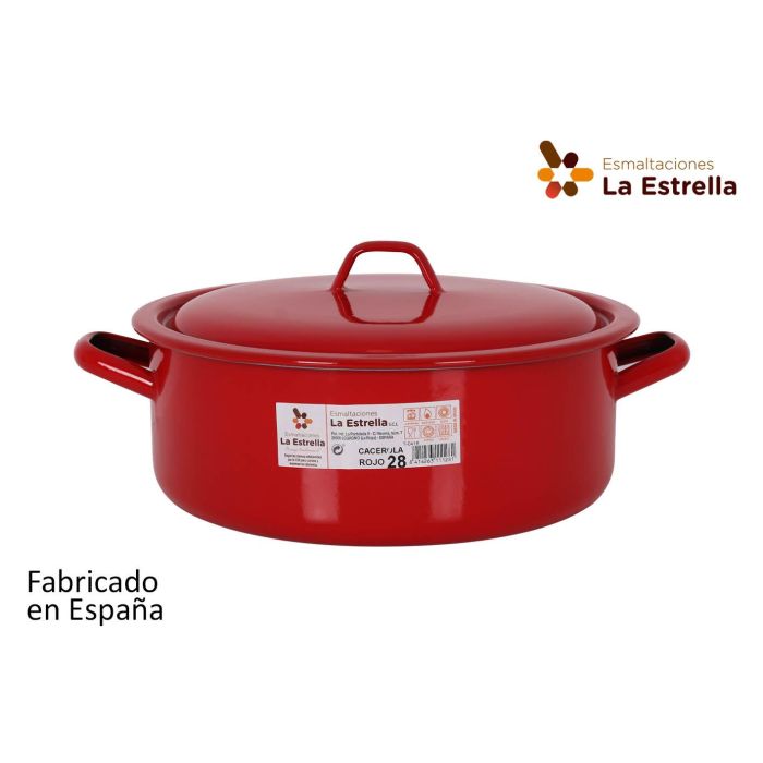 Cacerola Esmaltada con Tapa 28 cm Rojo - La Estrella (6 Unidades) Cacerola Esmaltada con Tapa 28 cm Rojo - La Estrella (6 Unidades)