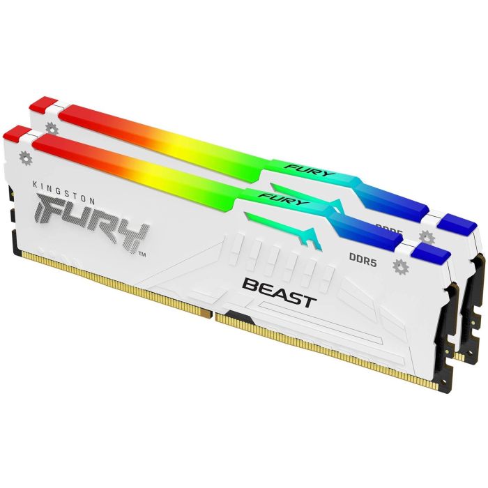 Kingston FURY Beast 64GB (2x32GB) 6000MT/s DDR5 CL36 Kit RGB Blanco para gaming y rendimiento EXPO