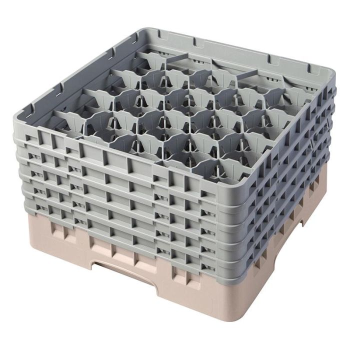 CAMBRO - 20S958-184 - Cesta de lavado 20 comp. 5 alturas - 9,84 cm Ø máx. - alt. máx. 25,8 cm - 50 x 50 x 30,8 cm - Beige