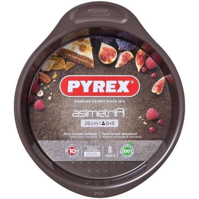 Pyrex Molde Tarta Hondo Acero Asimetria 26 cm Antiadherente, Apto Horno hasta 250°C y Lavavajillas