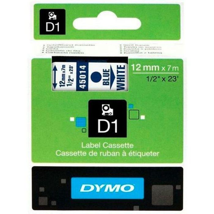 Cinta Laminada para Rotuladoras Dymo D1 45014 12 mm LabelManager™ Blanco Azul Negro (5 Unidades) 2