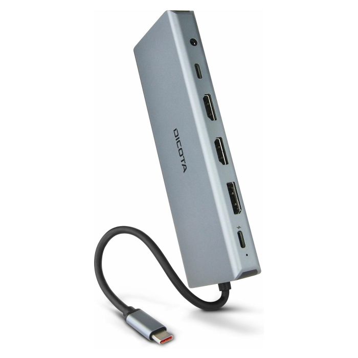 DICOTA D32065 Docking Station USB-C 13-en-1 4K HDMI/DP PD 100W Plata Aluminio 2