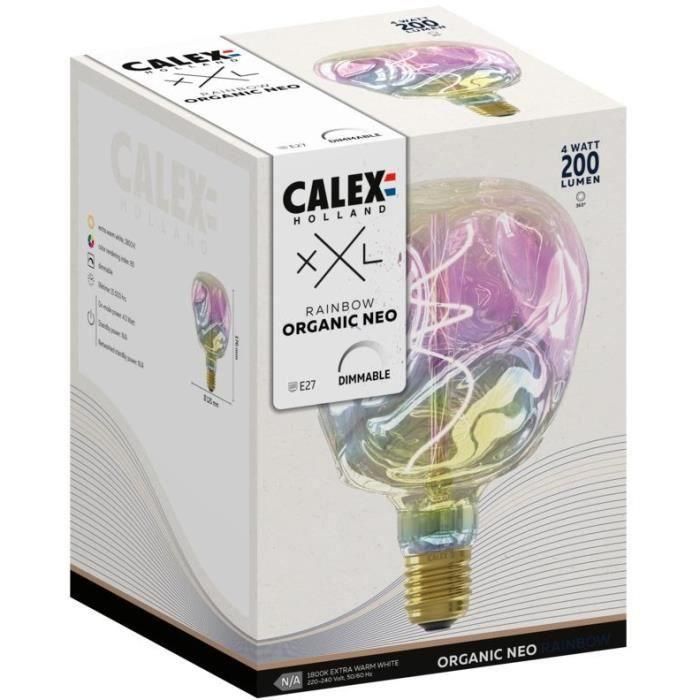 Bombilla LED E27 - CALEX - G125 NEO ORGANIC - Filamento flexible - 4 W - 200 lm - 1800 K - Regulable - Arco iris 2