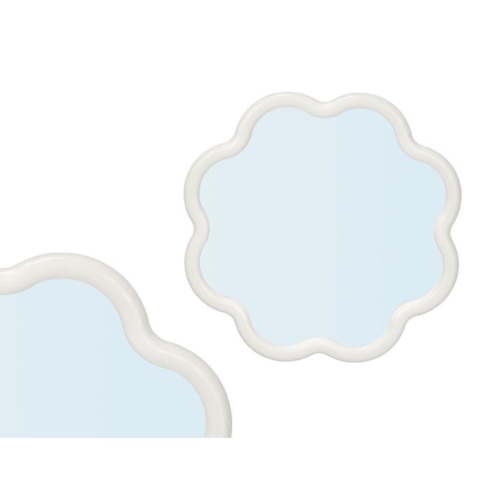 Giftdecor Espejo de Pared con Forma Floral Blanco 40x40 cm - Marco Plástico y Vidrio Decorativo (12 Unidades)