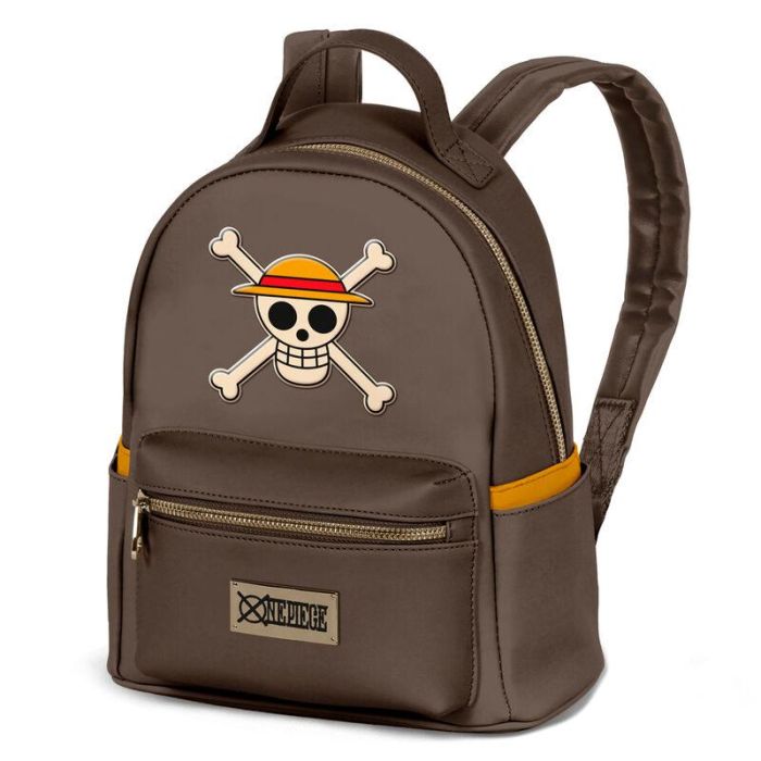 One Piece Mochila Urbana Heady Skull Marrón 8L PVC con Bolsillo Frontal Cremallera, Laterales Abiertos y Forro Poliéster Interior One Piece Mochila Urbana Heady Skull Marrón 8L PVC con Bolsillo Frontal Cremallera, Laterales Abiertos y Forro Poliéster Interior