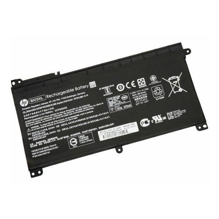 HP 3-cell Li-ion battery, 41Wh capacity, 11.55V voltage, compatible with select HP laptops. HP 3-cell Li-ion battery, 41Wh capacity, 11.55V voltage, compatible with select HP laptops.