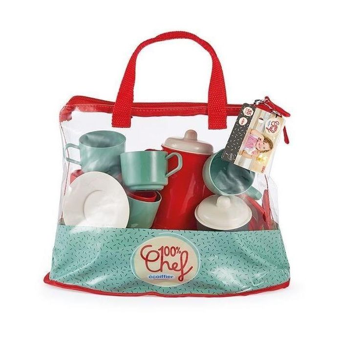 Ecoiffier ECO1739444325615 Bolsa de comida de juguete rellena, set de juego de imitación para niños a partir de 18 meses