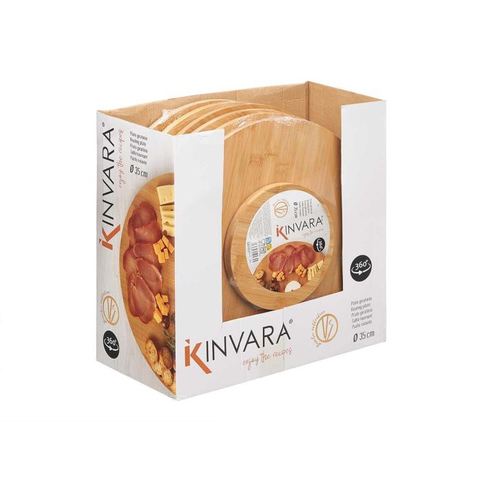 Kinvara Tabla Redonda Giratoria 35 cm de Bambú (12 Unidades) 2 Kinvara Tabla Redonda Giratoria 35 cm de Bambú (12 Unidades) 2