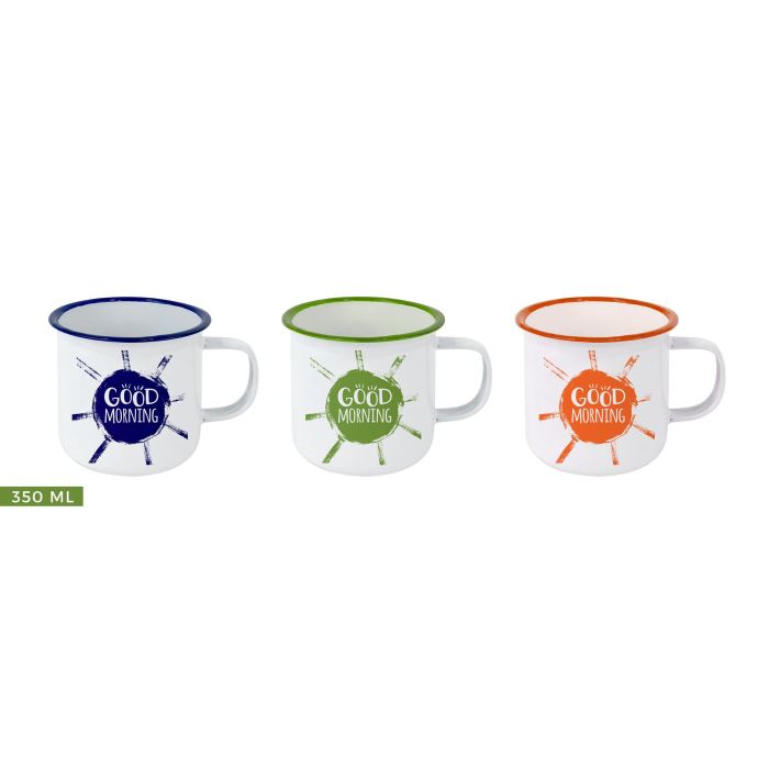 Mug esmaltada blanca con frases 350 ml - Privilege (24 Unidades) 6 Mug esmaltada blanca con frases 350 ml - Privilege (24 Unidades) 6