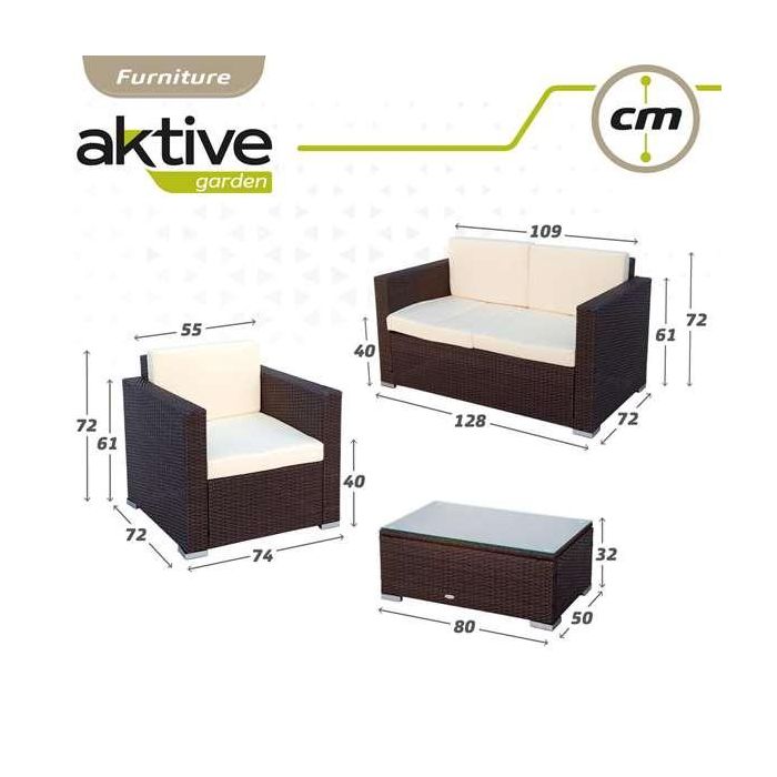 Conjunto de sofá (128x72 cm) + 2 sillones (71x72 cm) + mesa (80x50x32 cm) aktive 5 Conjunto de sofá (128x72 cm) + 2 sillones (71x72 cm) + mesa (80x50x32 cm) aktive 5