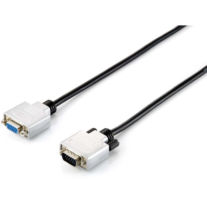 EQUIP Cable de Extensión VGA HD15 Macho/Hembra 15m 1920x1080/60Hz Negro/Plateado