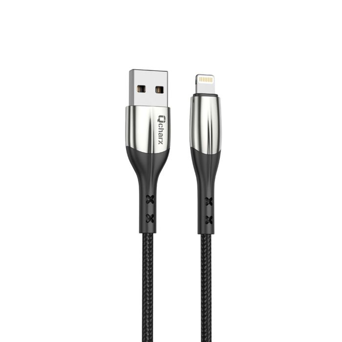 Qcharx international Cable Toronto USB a Lightning 1m Carga Rápida Sincronización de Datos Negro Anti-Nudos