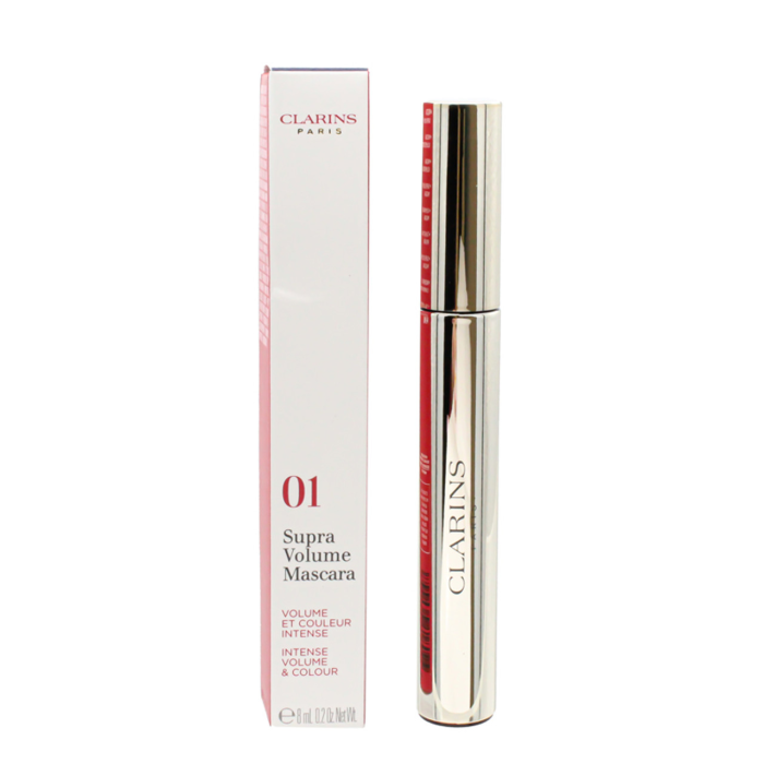 Clarins Mascara Supra Volume 01 Intense - Máscara de Pestañas Negra Doble Volumen y Acabado Profesional 1