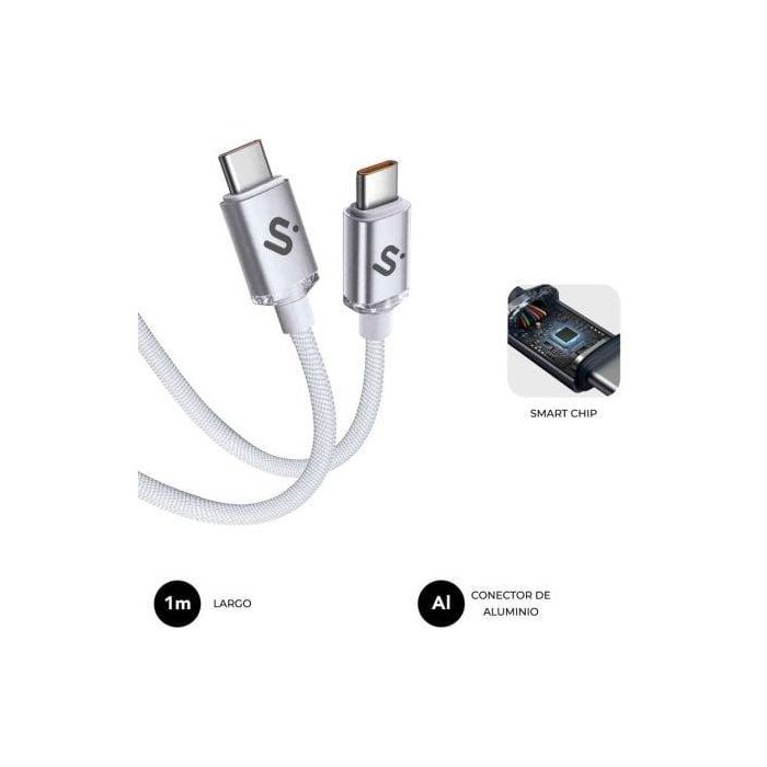 Cable USB-C a USB-C Subblim OPTIMUS Blanco 1 m 2 Cable USB-C a USB-C Subblim OPTIMUS Blanco 1 m 2