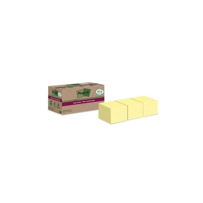 Post-It 7100284878 PACK 14+4 BLOCS 90 HOJAS NOTAS RECICLADAS ADHESIVAS SUPER STICKY AMARILLO PASTEL 76X76MM 0 Post-It 7100284878 PACK 14+4 BLOCS 90 HOJAS NOTAS RECICLADAS ADHESIVAS SUPER STICKY AMARILLO PASTEL 76X76MM 0