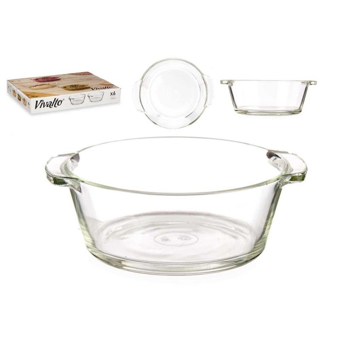 Cazuela de vidrio para aperitivo redonda con asas 150 ml Vivalto - 11.5x10x4 cm (36 Unidades) Cazuela de vidrio para aperitivo redonda con asas 150 ml Vivalto - 11.5x10x4 cm (36 Unidades)