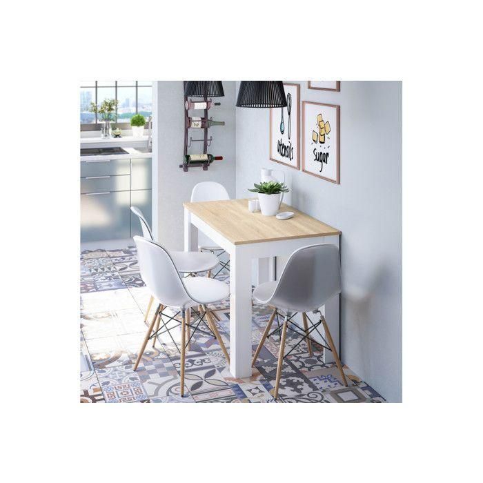 Mesa de comedor LILIAN L109 x P67cm - Blanco / Madera 2 Mesa de comedor LILIAN L109 x P67cm - Blanco / Madera 2