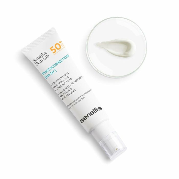 Sensilis HA 50+ PHOTOCORRECTION Fluido Facial Hidratante Antiarrugas Antiedad SPF50+ Protección UVA/UVB Luz Azul Piel Sensible 50 ml