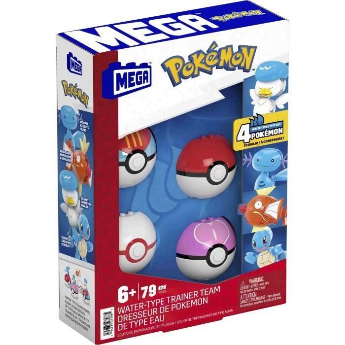 Mega Bloks Jct42 Equipo de Entrenador de Agua Pokémon con 4 figuras construibles articuladas y 4 Poké Ball - Squirtle, Magikarp, Shellder, Quaxly 4