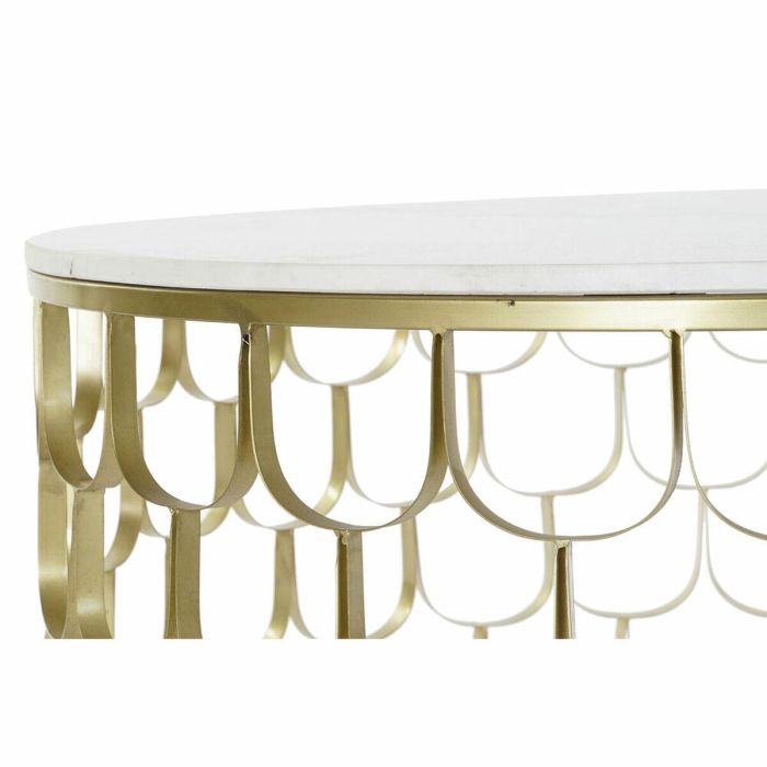 Mesa auxiliar DKD Home Decor 81 x 81 x 42 cm Dorado Blanco Plástico Mármol Hierro 2