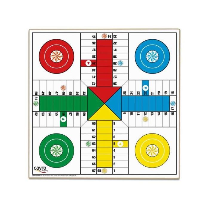 Tablero parchis 4 y oca de madera 40x40 cm sin accesorios