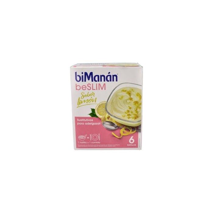 Bimanan BeSlim Natillas Limón 6 Sobres Sustitutivas de Comida para Control de Peso con 12 Vitaminas y 11 Minerales