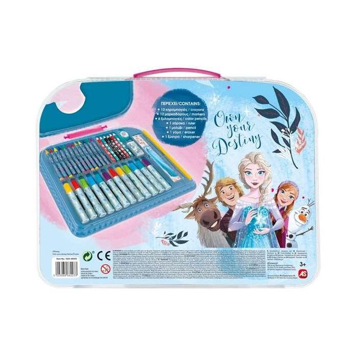 Maletín de actividades artísiticas frozen con 12 crayones, 12 rotuladores, 6 lápices de colores, regla, lápiz, borrador y sacapuntas.32x25x2 cm 2 Maletín de actividades artísiticas frozen con 12 crayones, 12 rotuladores, 6 lápices de colores, regla, lápiz, borrador y sacapuntas.32x25x2 cm 2