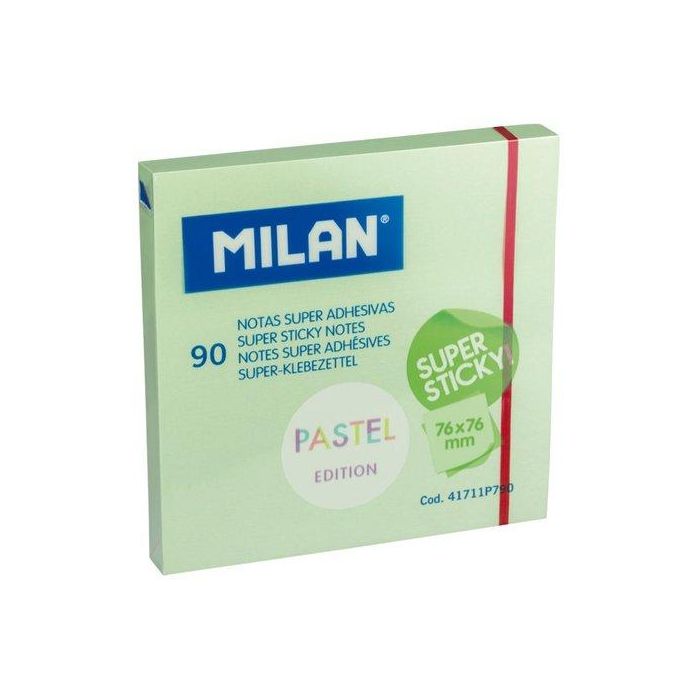 Notas Adhesivas Milan Super Sticky 90H 76X76 Pastel Verde (Set de 10)