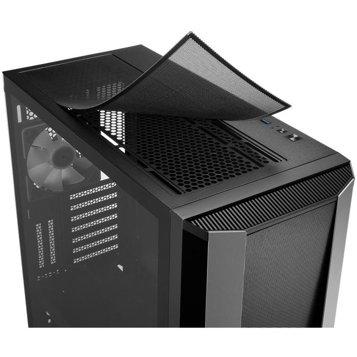 Sharkoon ELITE SHARK TG7M RGB Negro - Caja PC versátil con 4 ventiladores RGB PWM 120mm y soporte radiador 360mm 3
