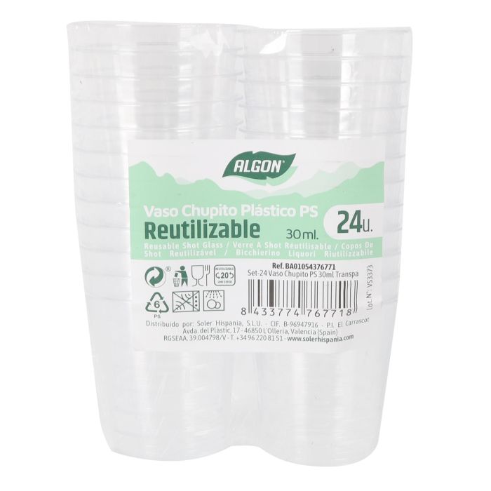 Set de 24 vasos chupito PS 30 ml transparente Algon (24 Cajas) 1 Set de 24 vasos chupito PS 30 ml transparente Algon (24 Cajas) 1