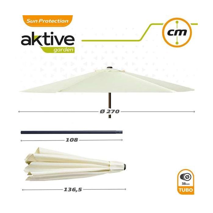 Parasol terraza 270 cm con chimenea y mástil de aluminio 3,8 cm color crema 4 Parasol terraza 270 cm con chimenea y mástil de aluminio 3,8 cm color crema 4