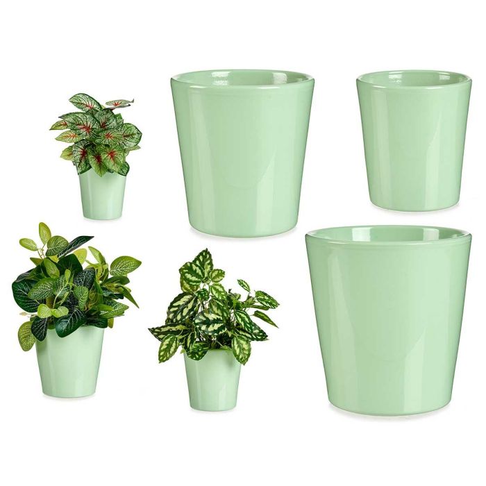 Set 3 Macetas Ceramica Conica 11 14 17Cm Verde Ibergarden (6 Unidades) Set 3 Macetas Ceramica Conica 11 14 17Cm Verde Ibergarden (6 Unidades)