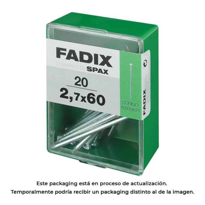 Caja m 20 unidades. clavo cp acero 2,7x 60mm fadix