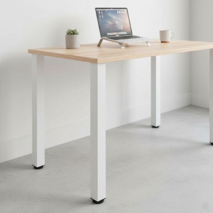 HERRAJES ALK Rigo 60X60-710 - Juego de 4 Patas Regulables para Mesa Fija, Color Blanco 1
