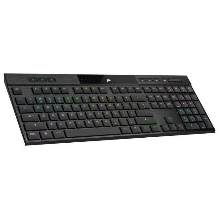 Teclado de juegos mecánicos ultrafinas - Azerty - Corsair - K100 Air Wireless - RGB LED Backlight - Negro (CH -913A01U -FR) 1 Teclado de juegos mecánicos ultrafinas - Azerty - Corsair - K100 Air Wireless - RGB LED Backlight - Negro (CH -913A01U -FR) 1