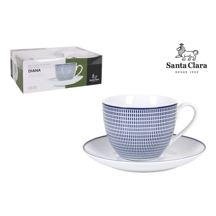 Set 2 Tazas Diana 200 cc con Plato - Porcelana Extra Blanca - Santa Clara (6 Cajas) Set 2 Tazas Diana 200 cc con Plato - Porcelana Extra Blanca - Santa Clara (6 Cajas)