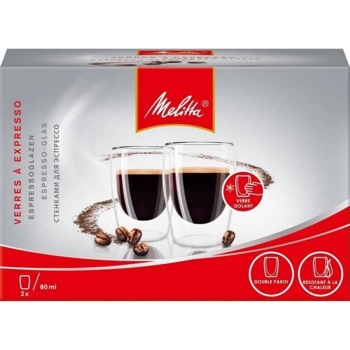 Melitta Juego de 2 Vasos de Doble Pared 80 ml para Café Espresso, Borosilicato Transparente, Mantiene Temperatura, Apto Lavavajillas 1