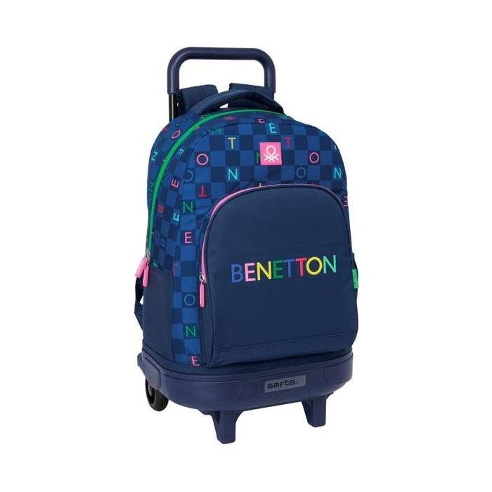 Mochila Escolar con Ruedas Benetton Damero Azul marino 33 x 45 x 22 cm 0 Mochila Escolar con Ruedas Benetton Damero Azul marino 33 x 45 x 22 cm 0