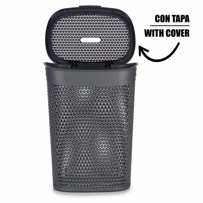 Cesto Ropa con Tapa 60L Antracita Kipit 43.5x57x34 cm (6 Unidades) 3 Cesto Ropa con Tapa 60L Antracita Kipit 43.5x57x34 cm (6 Unidades) 3