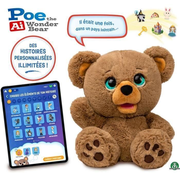 Famosa Oso Poe Cuentacuentos Inteligencia Artificial 30 cm, Crea Historias Únicas Personalizadas, Edad +6 años