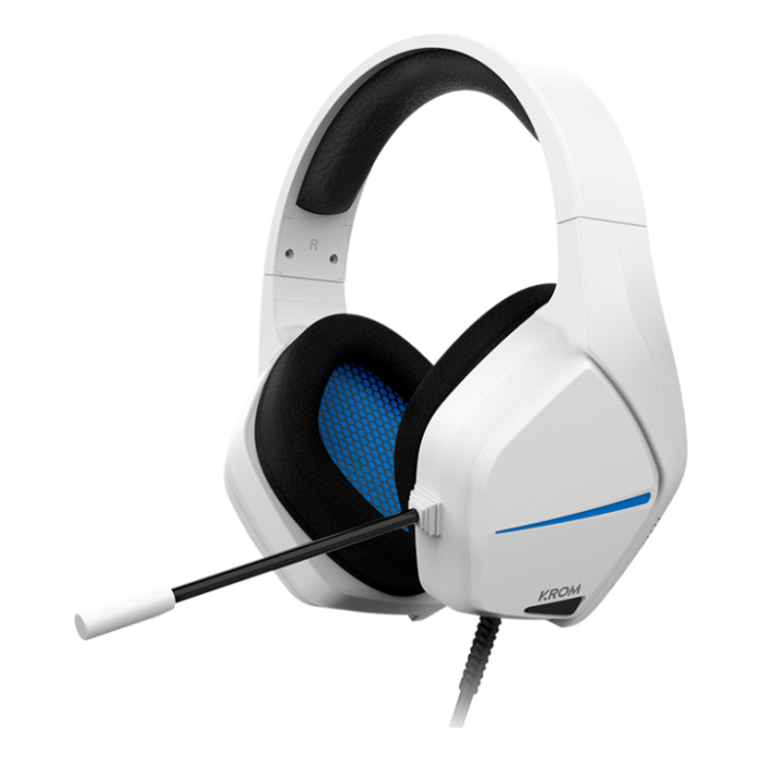 Krom Kopa Move Auriculares Gaming Alámbricos Diadema con Micrófono Sonido Estéreo Altavoces 50mm Blanco Multiplataforma