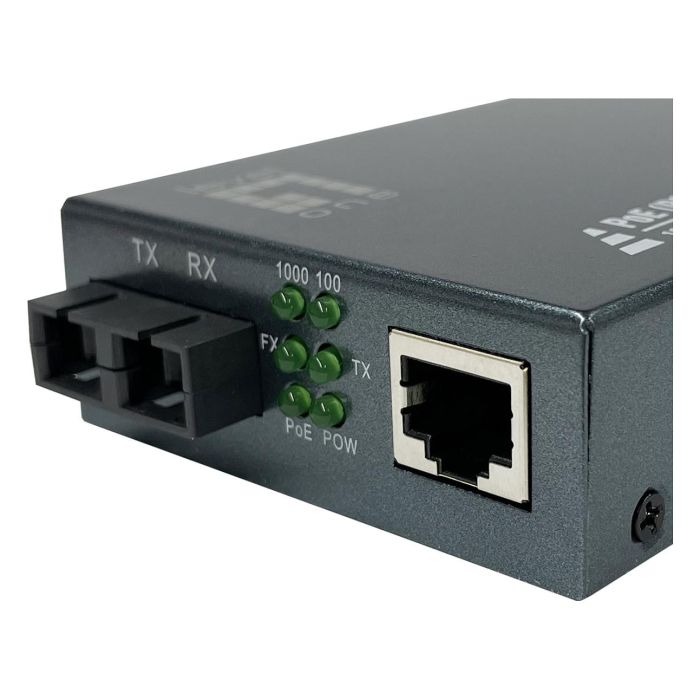 LevelOne GVT-2014 Conversor de Fibra óptica 1 puerto Gigabit Ethernet RJ45 a SC monomodo con PoE (30W) - 20 km - 1310 nm - IEEE 802.3at/af 5